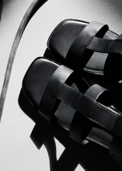 & Other Stories Sandals | Ankle-Strap Leather Sandals Black