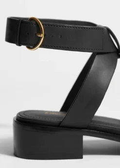 & Other Stories Sandals | Ankle-Strap Leather Sandals Black