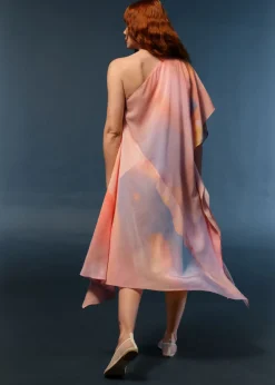 & Other Stories Dresses | Asymmetric One-Shoulder Midi Dress Orange Print