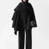 & Other Stories Outerwear | Asymmetric Wool-Blend Cape Black