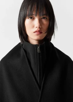 & Other Stories Outerwear | Asymmetric Wool-Blend Cape Black