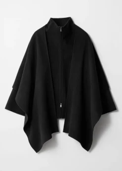 & Other Stories Outerwear | Asymmetric Wool-Blend Cape Black