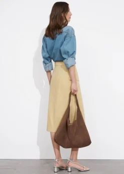 & Other Stories Skirts | Asymmetric Wrap Midi Skirt Beige