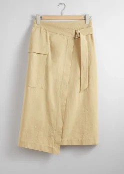 & Other Stories Skirts | Asymmetric Wrap Midi Skirt Beige