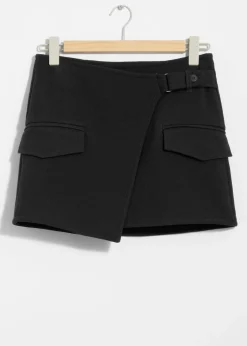 & Other Stories Skirts | Asymmetric Wrap Mini Skirt Black