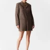 & Other Stories Dresses | Bee-Embroidered Blazer Mini Dress Brown Tweed