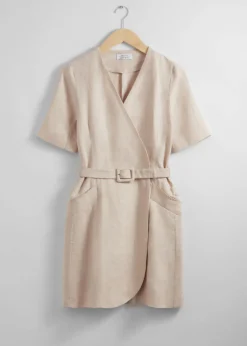 & Other Stories Dresses | Belted Linen Mini Dress Beige