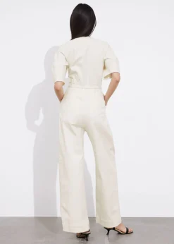 & Other Stories Jumpsuits | Belted Zip-Front Jumpsuit White