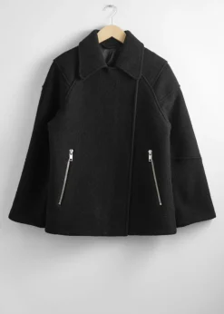 & Other Stories Outerwear | Biker Wool Jacket Black