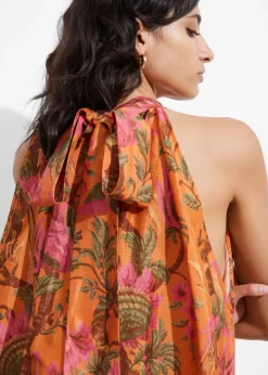 & Other Stories Dresses | Bow-Detailed Mini Dress Orange Print