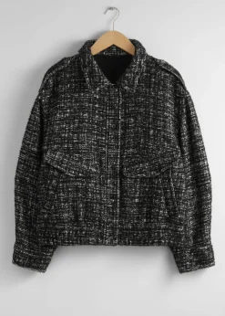 & Other Stories Outerwear | Boxy Tweed Jacket Black Tweed