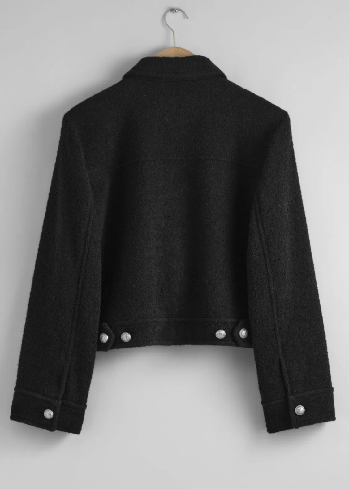& Other Stories Outerwear | Buttoned Bouclé Jacket Black
