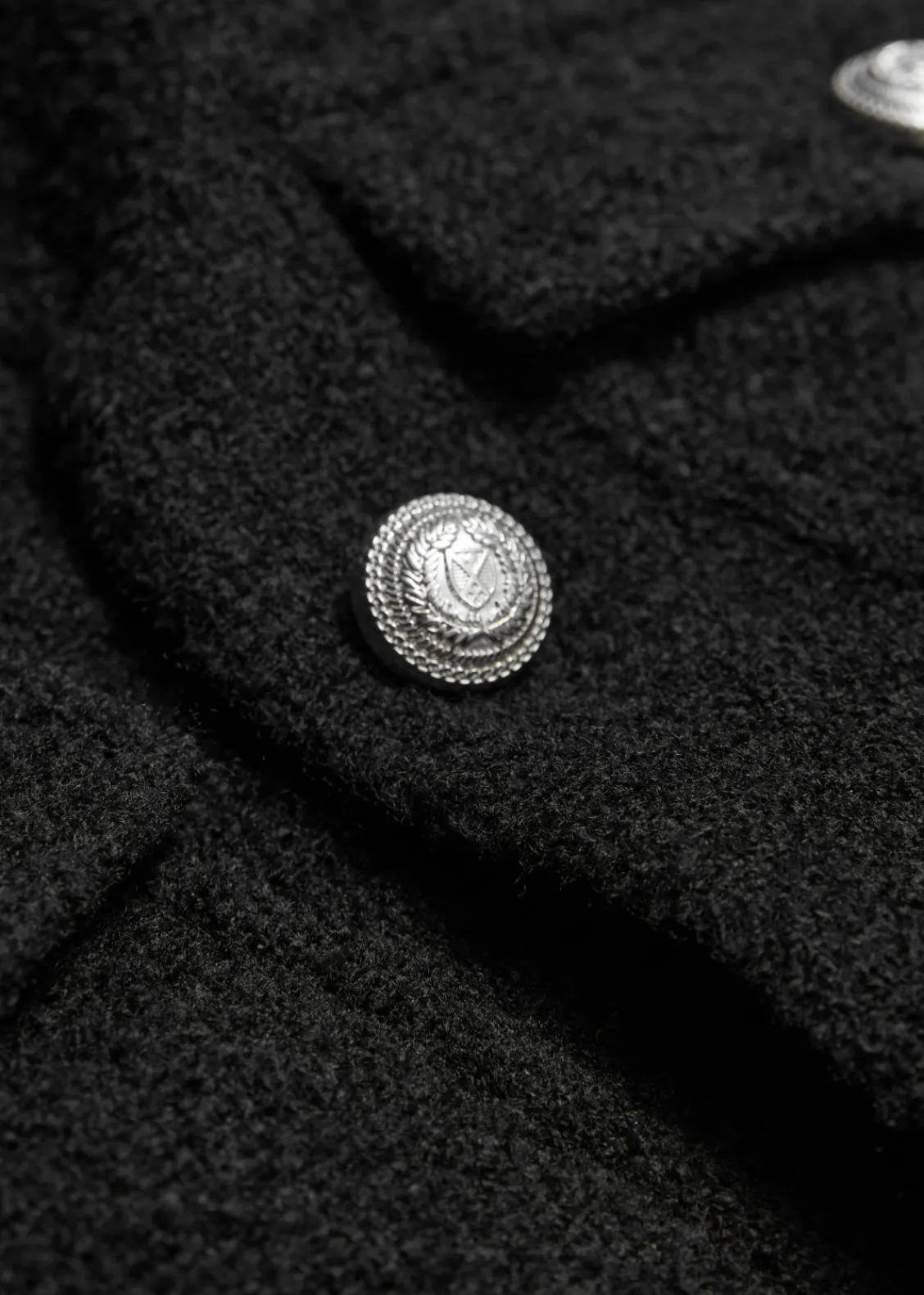 & Other Stories Outerwear | Buttoned Bouclé Jacket Black