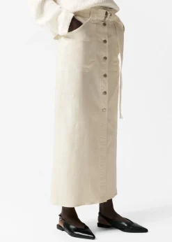 & Other Stories Skirts | Buttoned Denim Midi Skirt Cream