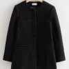 & Other Stories Outerwear | Buttoned Tweed Jacket Black