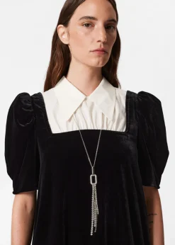 & Other Stories Dresses | Collared Velvet Mini Dress Black