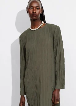 & Other Stories Dresses | Crinkled Midi Dress Khaki
