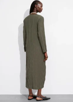 & Other Stories Dresses | Crinkled Midi Dress Khaki