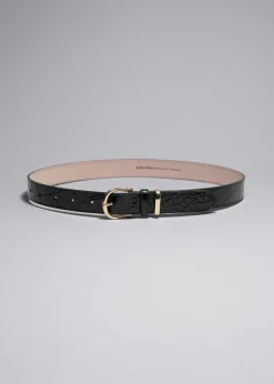& Other Stories Belts | Croc Embossed Leather Belt