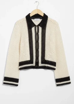 & Other Stories Sweaters & Knits | Crocheted Cardigan Cream/Black