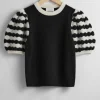 & Other Stories Sweaters & Knits | Crocheted Puff Sleeve Sweater Black/White