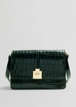 & Other Stories Shoulder Bags | Croco Leather Bag Dark Green