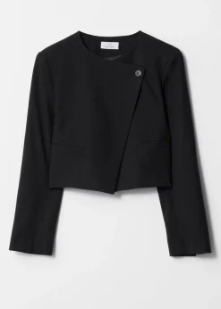 & Other Stories Outerwear | Cropped Collarless Blazer Black