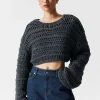 & Other Stories Sweaters & Knits | Cropped Open-Stitch Jumper Navy