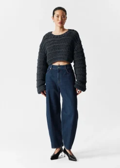 & Other Stories Sweaters & Knits | Cropped Open-Stitch Jumper Navy