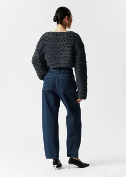 & Other Stories Sweaters & Knits | Cropped Open-Stitch Jumper Navy