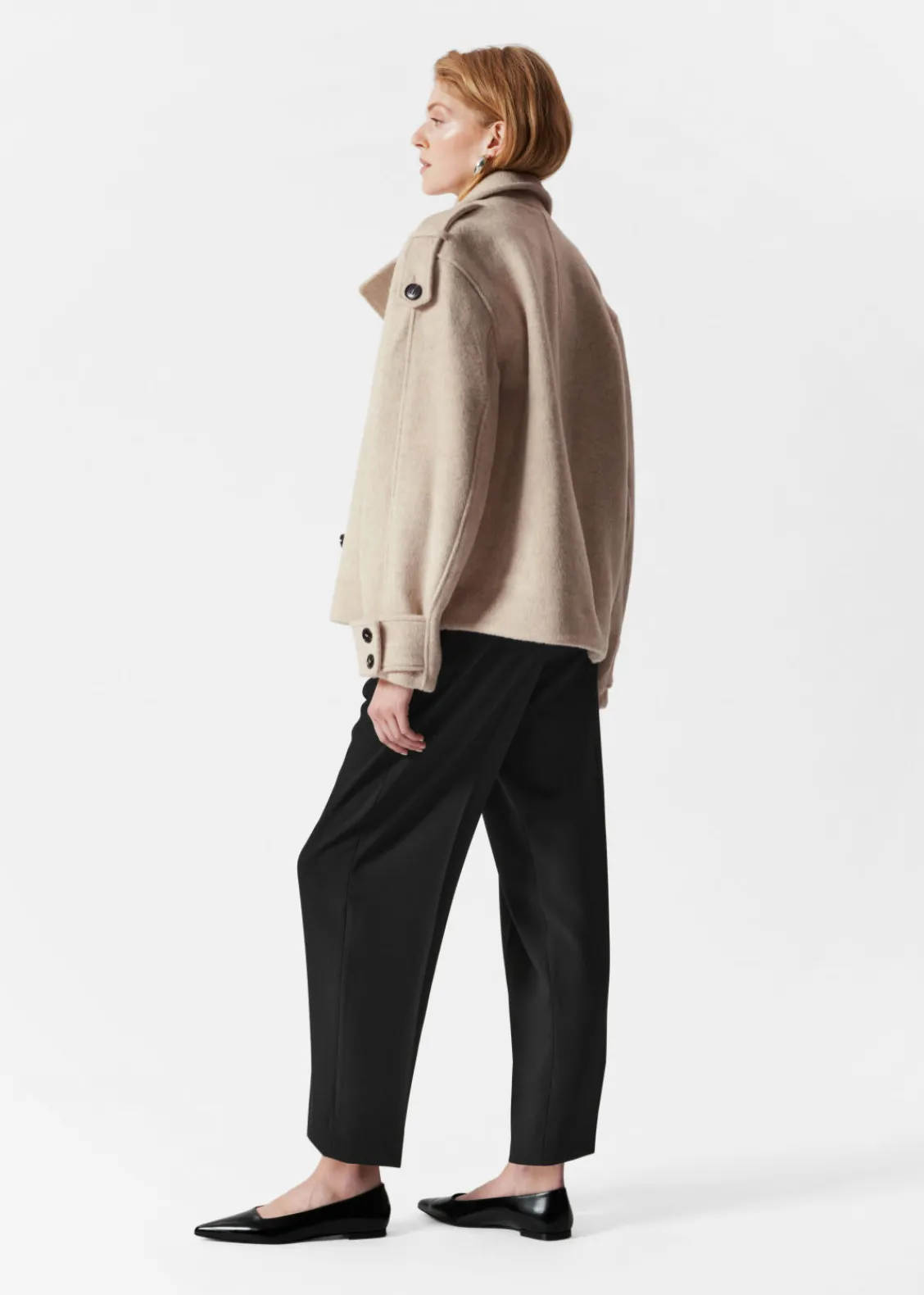 & Other Stories Outerwear | Double-Breasted Wool Jacket Light Beige