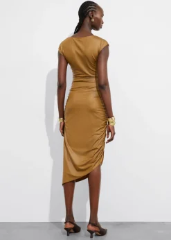 & Other Stories Dresses | Draped Midi Dress Mustard