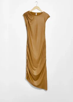 & Other Stories Dresses | Draped Midi Dress Mustard