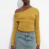 & Other Stories Tops | Draped One-Shoulder Top Yellow