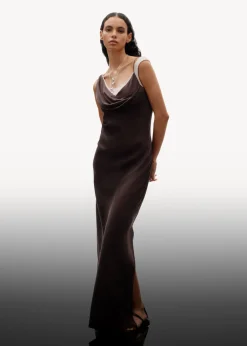 & Other Stories Dresses | Draped Silk Midi Dress Brown