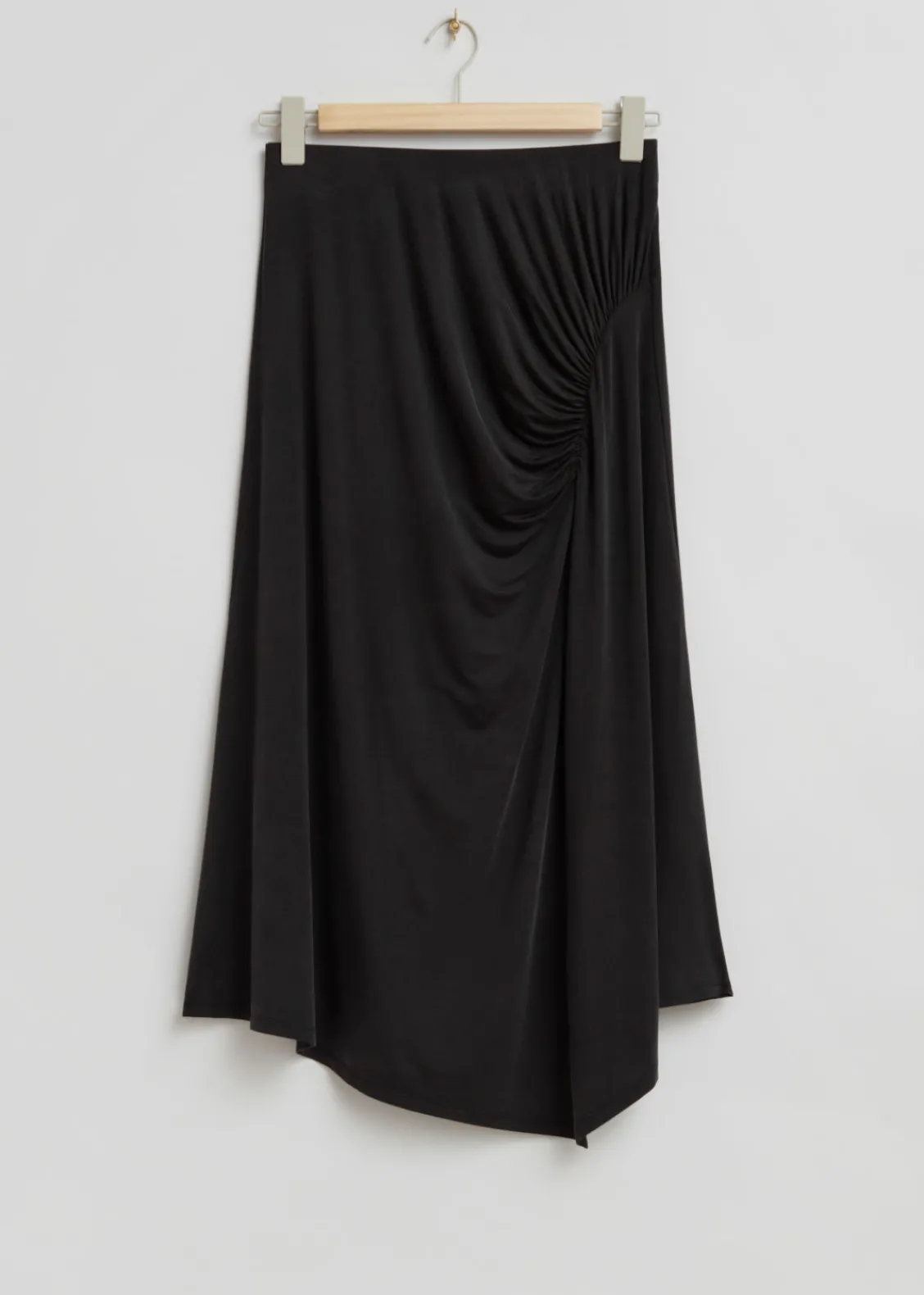 & Other Stories Skirts | Draped Stretch-Jersey Midi Skirt Black