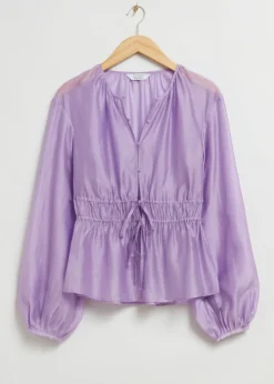 & Other Stories Blouses & Shirts | Drawstring Waist Blouson Sleeve Blouse Lilac
