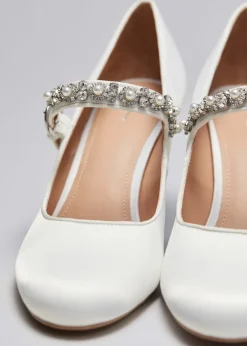 & Other Stories Heels | Embellished Satin Pumps White