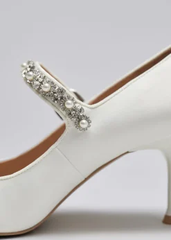& Other Stories Heels | Embellished Satin Pumps White