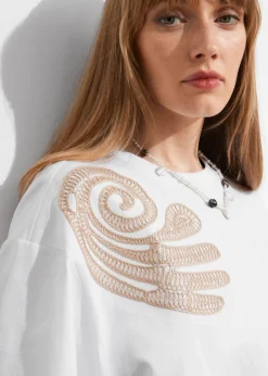 & Other Stories Tops | Embroidered Boxy T-Shirt White