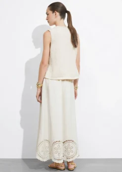 & Other Stories Swimwear | Sets & Suits | Embroidered Linen Midi Skirt White