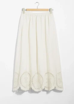 & Other Stories Swimwear | Sets & Suits | Embroidered Linen Midi Skirt White
