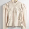 & Other Stories Blouses & Shirts | Embroidered Puff-Sleeve Blouse Beige