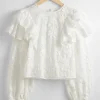 & Other Stories Blouses & Shirts | Embroidered Ruffle Blouse White