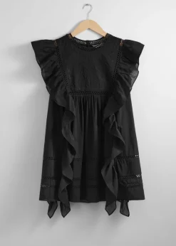 & Other Stories Dresses | Embroidered Ruffle Mini Dress
