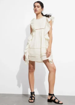 & Other Stories Dresses | Embroidered Ruffle Mini Dress