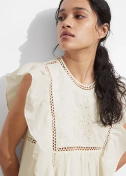 & Other Stories Dresses | Embroidered Ruffle Mini Dress