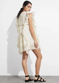 & Other Stories Dresses | Embroidered Ruffle Mini Dress
