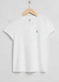 & Other Stories Tops | Embroidered T-Shirt White/Tower Motif