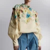 & Other Stories Blouses & Shirts | Extended-Shoulder Blouse Cream/Turquoise/Pink